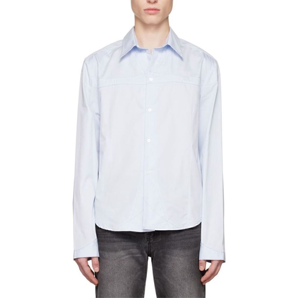 Theopen Product SSENSE Exclusive Blue Stitched Shirt Long Sleeve Men sz 2 Medium